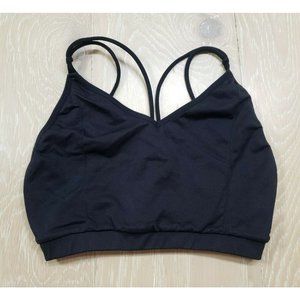 Fabletics Women's Small Strappy Running Sports Bra Top Solid Black